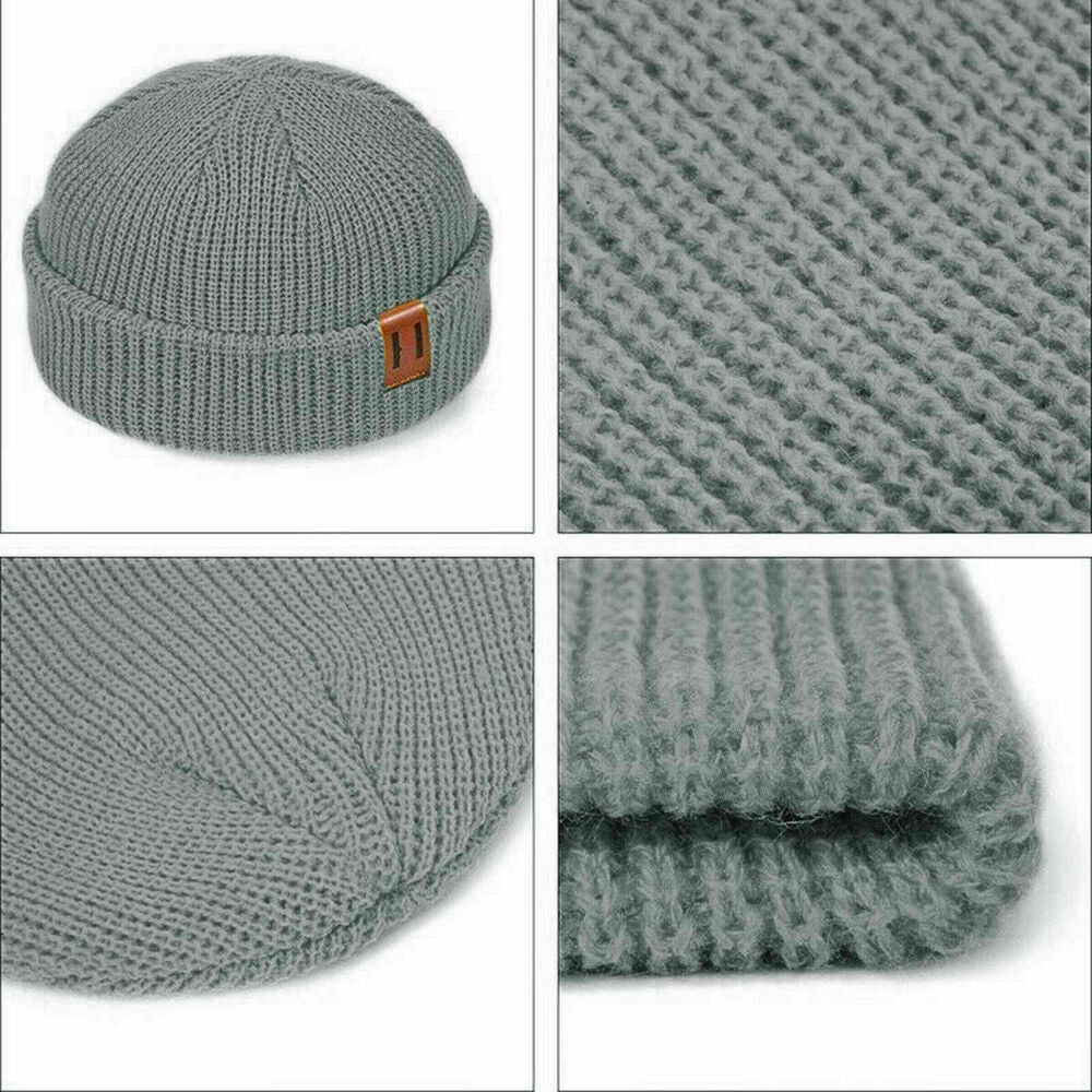 Men Women Mini Fisherman Beanie Hat Winter Soft warm Knitted Docker Skull Cap