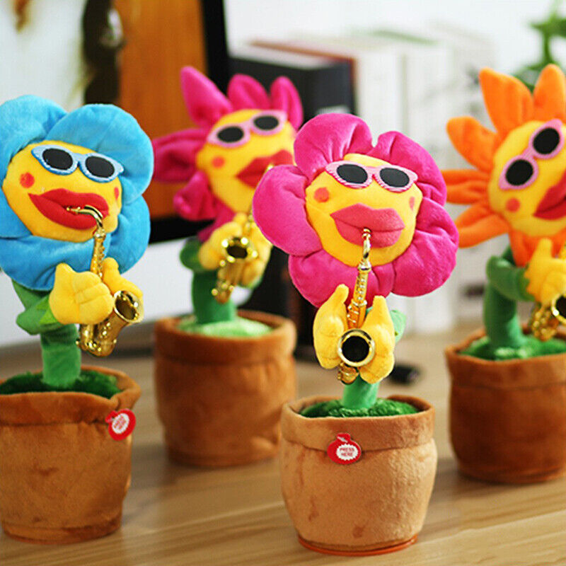 Singing Dancing Sunflower with Sax & Sunglasses Electronic Toy Flower Funny Gift