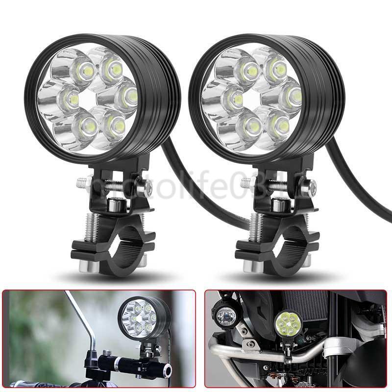 2X LED Motorcycle Driving Spotlights Spot Fog HeadLight Lamp 6000k White 12V 24V