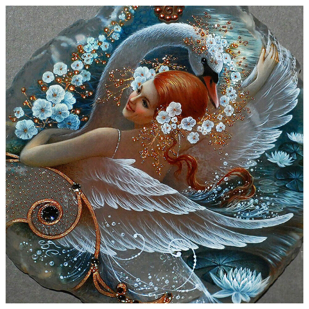 Point Drill Handicraft Decorative Picture 5D Swan Girl Full Diamond Painting