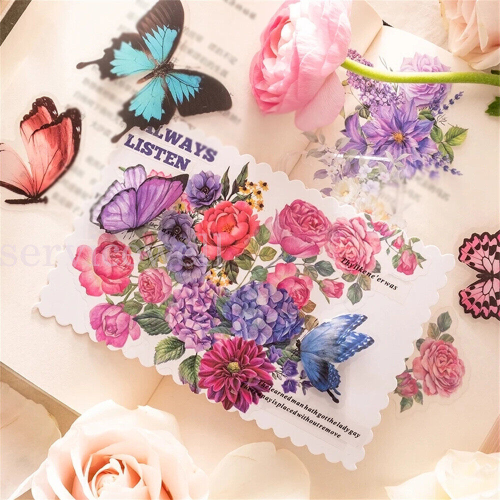 40Pcs 20 Style Butterfly Sticker With Adhesive Planner Album Journal Stationery