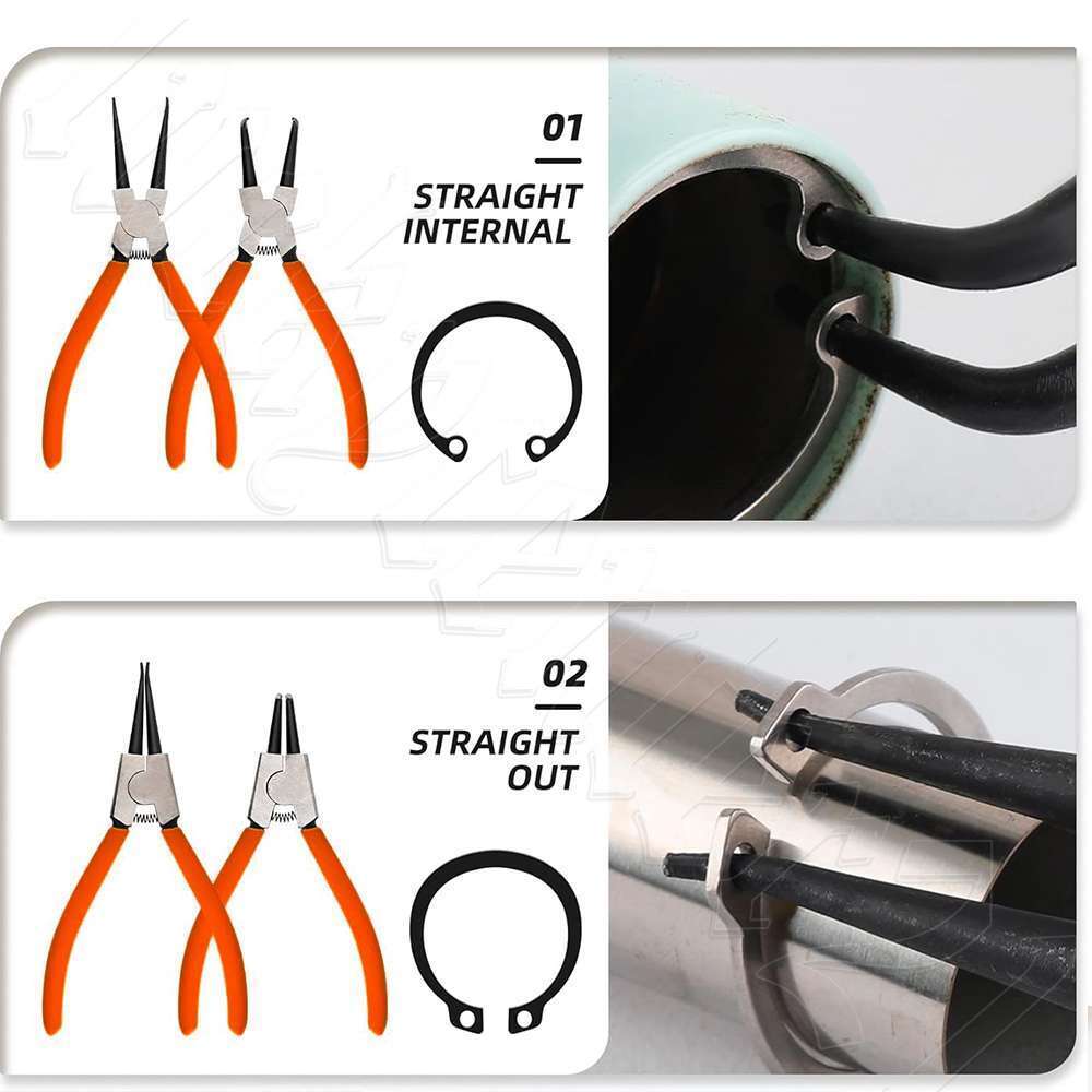 4-Piece 7" Circlip Pliers Set Internal/External Bent/Straight Snap Ring Remover