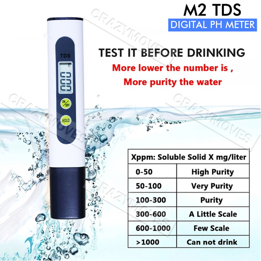 PH TDS Meter Digital Tester Pen Aquarium Pool SPA Water Quality Monitor