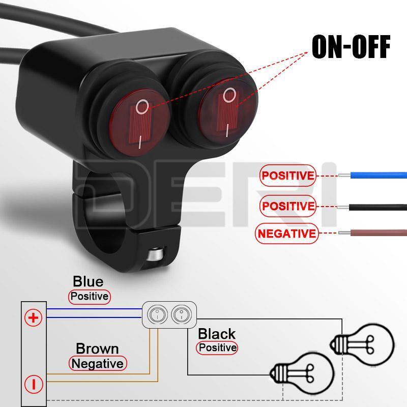 Motorcycle Waterproof Handlebar Headlight Fog Spot light Dual On Off Switch Bike