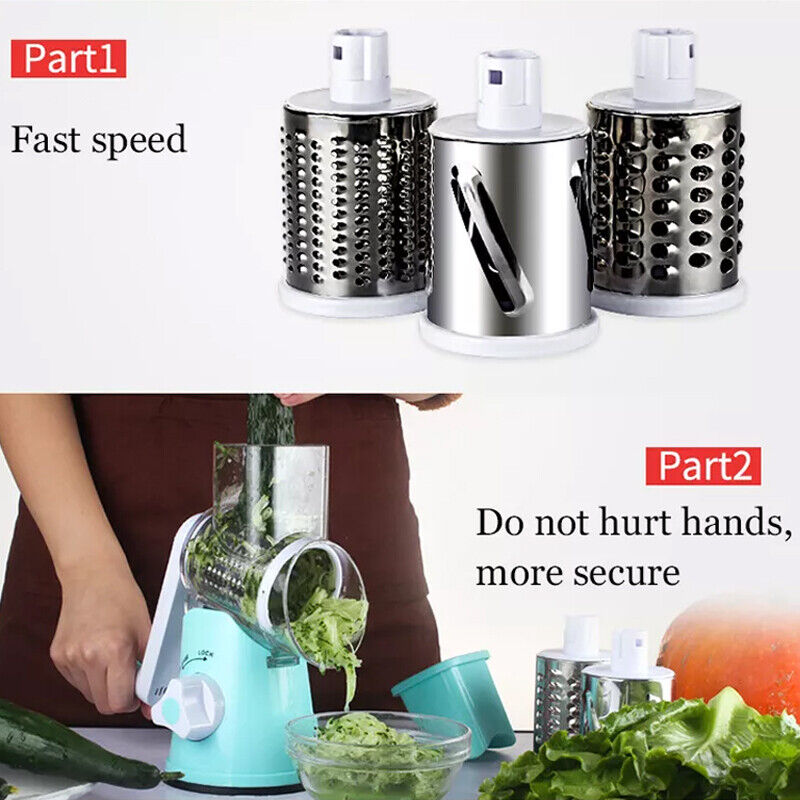 Kitchen Vegetable Fruit Slicer Cutter Shredder Food Manual Rotary Grater Chopper