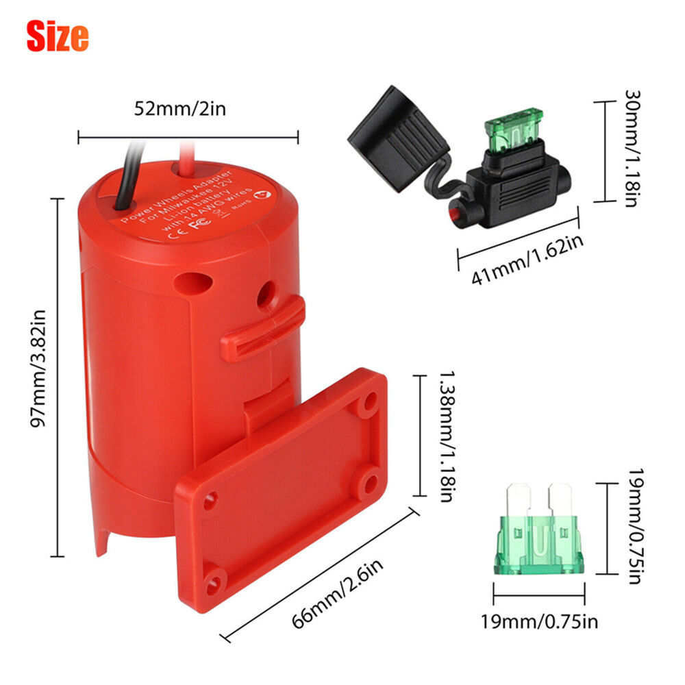 Battery Adapter For Milwaukee-10.8-12V M12 14 Gauge Dock Power Connector Robotic