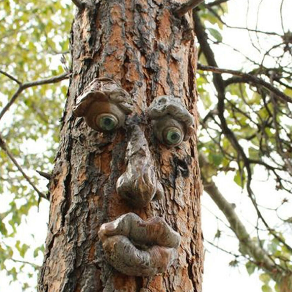 Old Man Tree Hugger Garden Peeker Yard Outdoor Sculpture Whimsical Face Decor