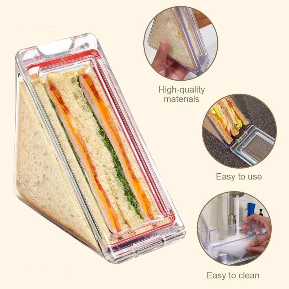 Triangle Sandwich Container Plastic Sandwich Bag Reusable Sandwich Portable #T