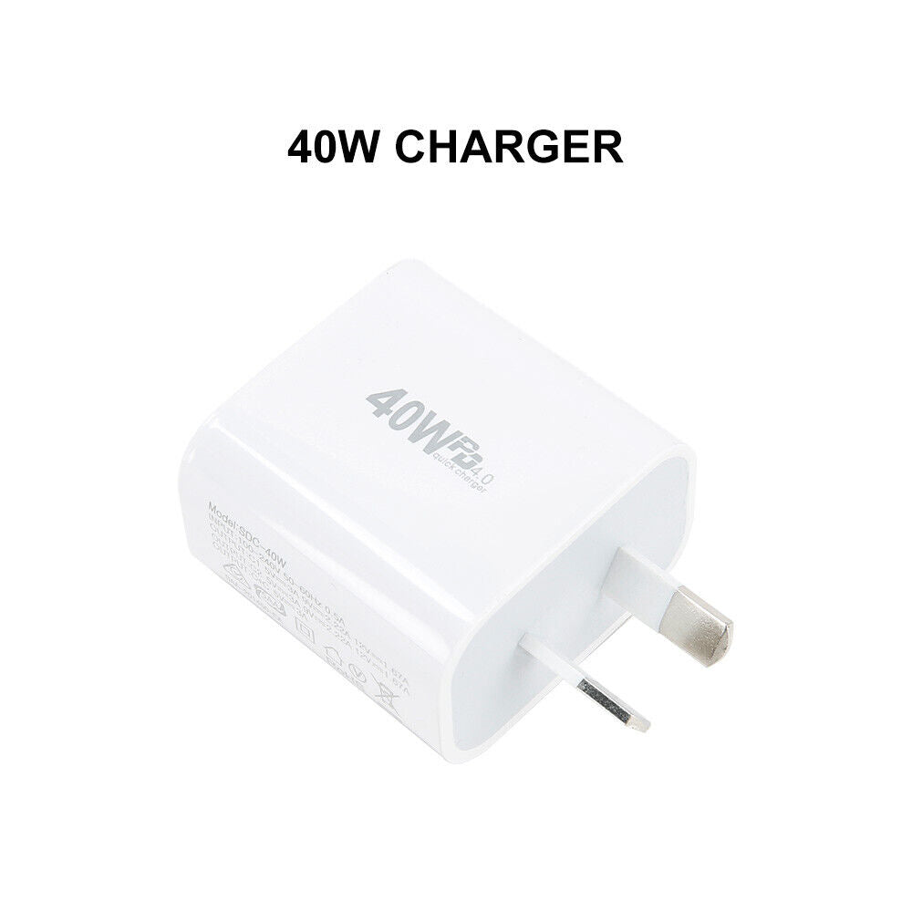 40W Dual USB C Fast Wall Charger Power Adapter Socket AU Plug For iphone Android