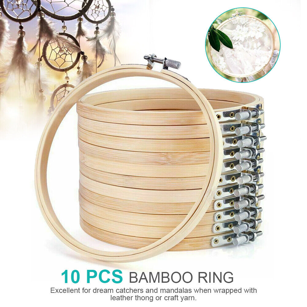 10PCS Wooden Embroidery Hoops Ring Bamboo Sewing Tools For Wedding Craft DIY