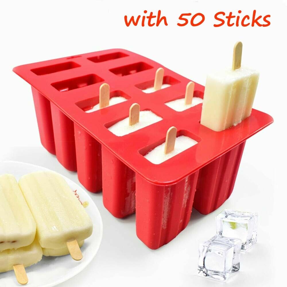 Silicone Ice Mould Cream Block Molds icy Pole Jelly Pop Popsicle Maker 10 Frozen