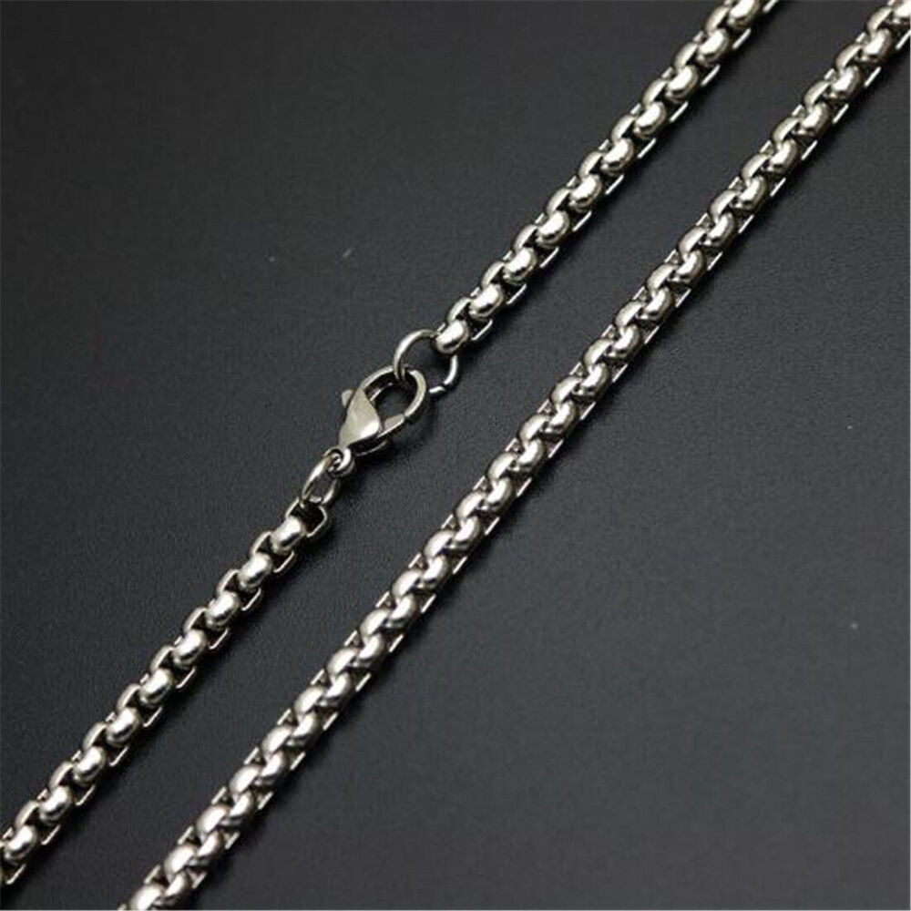 1/2/3/5/7MM Silver Stainless Steel Mens Womens Jewelry Box Chain Necklace 16-40"