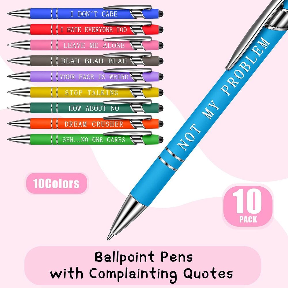 1 set New Funny Pens Swear Word Pen Set Black Ink Writing Pen Funny Office Diary Gift