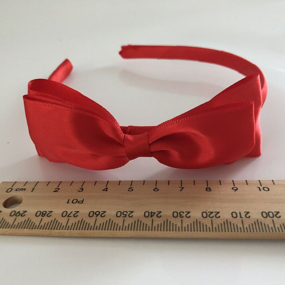 Women Lady Girls Bright Red Bow Ribbon Princess Headband Hairband Hair Head Band