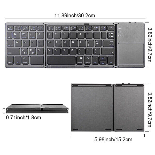 Mini Wireless Bluetooth Keyboard With Touchpad For iPad Samsung Tablet Foldable