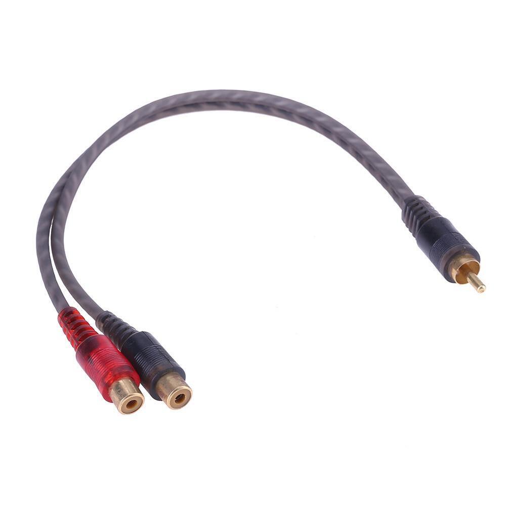 NEW 1pc 30cm 1 RCA Male to 2 RCA Female OFC Splitter Cable for Car Audio System