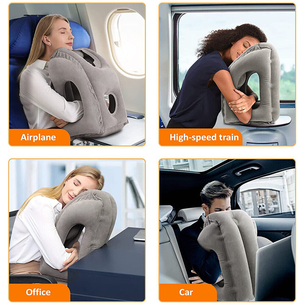 2X Portable Inflatable Travel Pillow for Car Office Avoid Neck Shoulder Pain