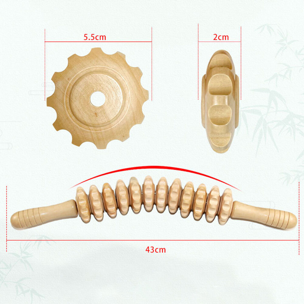 Lymphatic Drainage Cellulite Wood Therapy Stick Massager Massage Tool Roller NEW