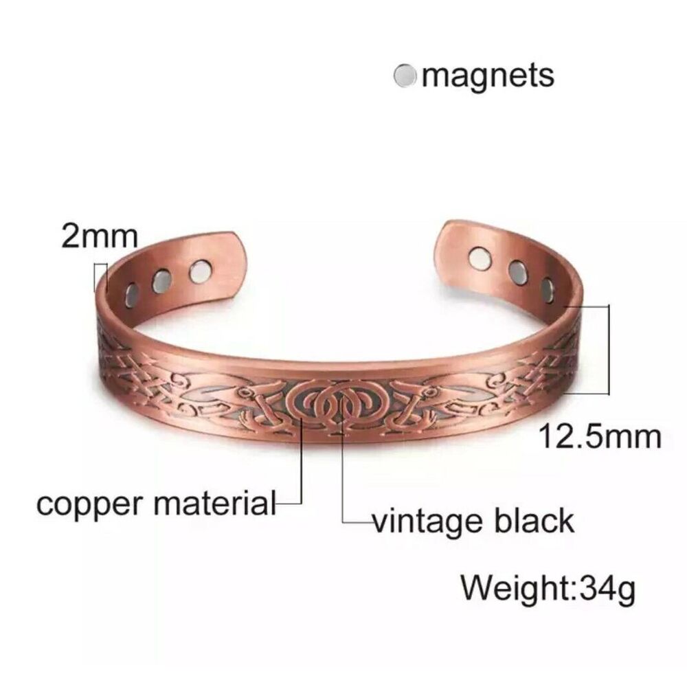 Pure Copper Magnetic Bracelet Arthritis Pain Relief Bangle Healing Therapy Gift