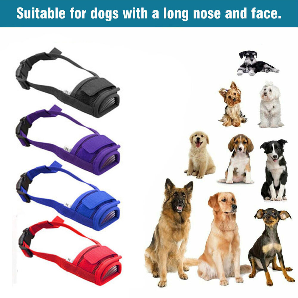 Pet Dog Adjustable Mask Bark Bite Mesh Mouth Muzzle Grooming Anti Stop Chewing