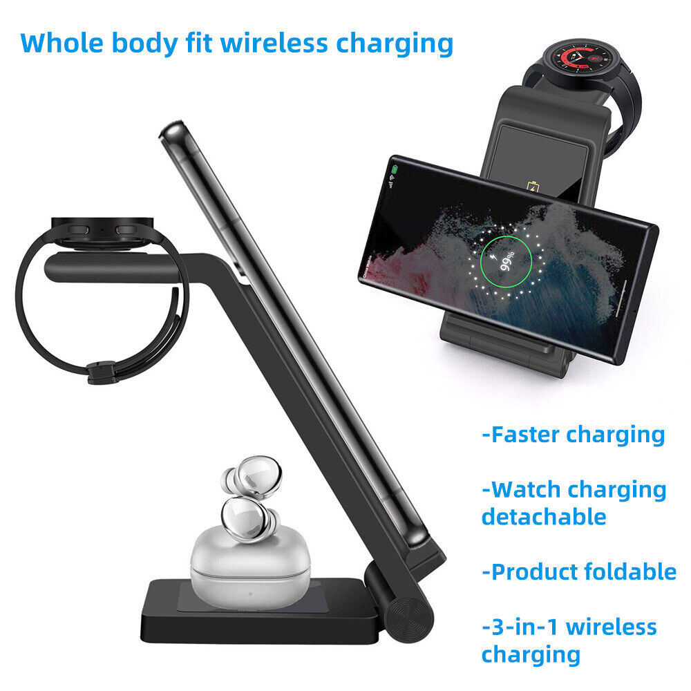 3 in 1 Wireless Charger Fast Charging Dock Fit For Android Samsung Mobile Phones