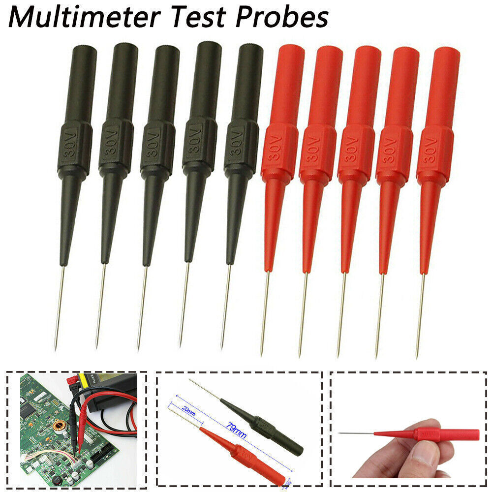 10PCS Multimeter Test Lead Back Probes Sharp Needle Micro Pin For Banana Plug