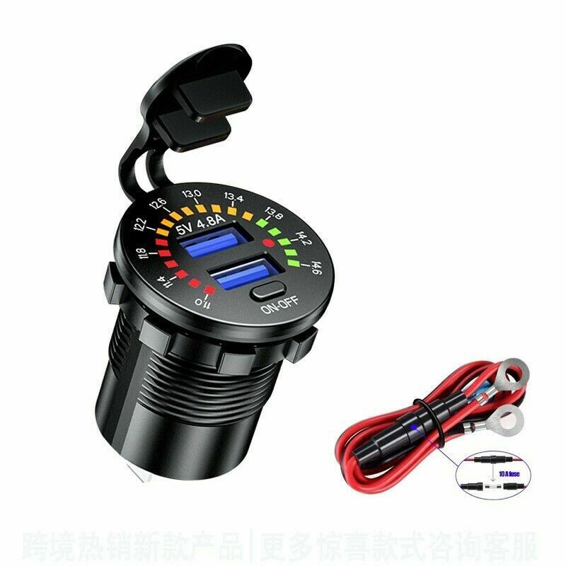 Waterproof Dual USB Port Car Motorbike Motorcycle Charger Socket Power Adapter