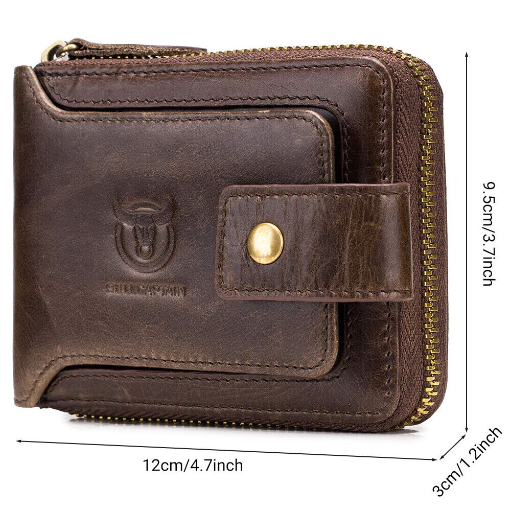 Leather Wallet Men Mens Bifold Wallet RFID Blocking Card Slots Coin Pocket Gift