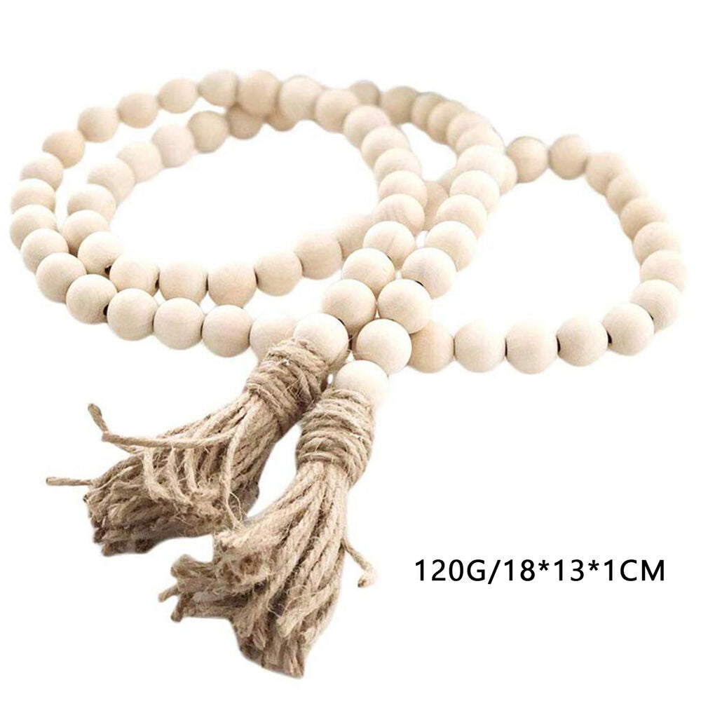 Tassel Farmhouse Beads Natural Wooden Bead Garland Kids Baby Nursery Room Decor