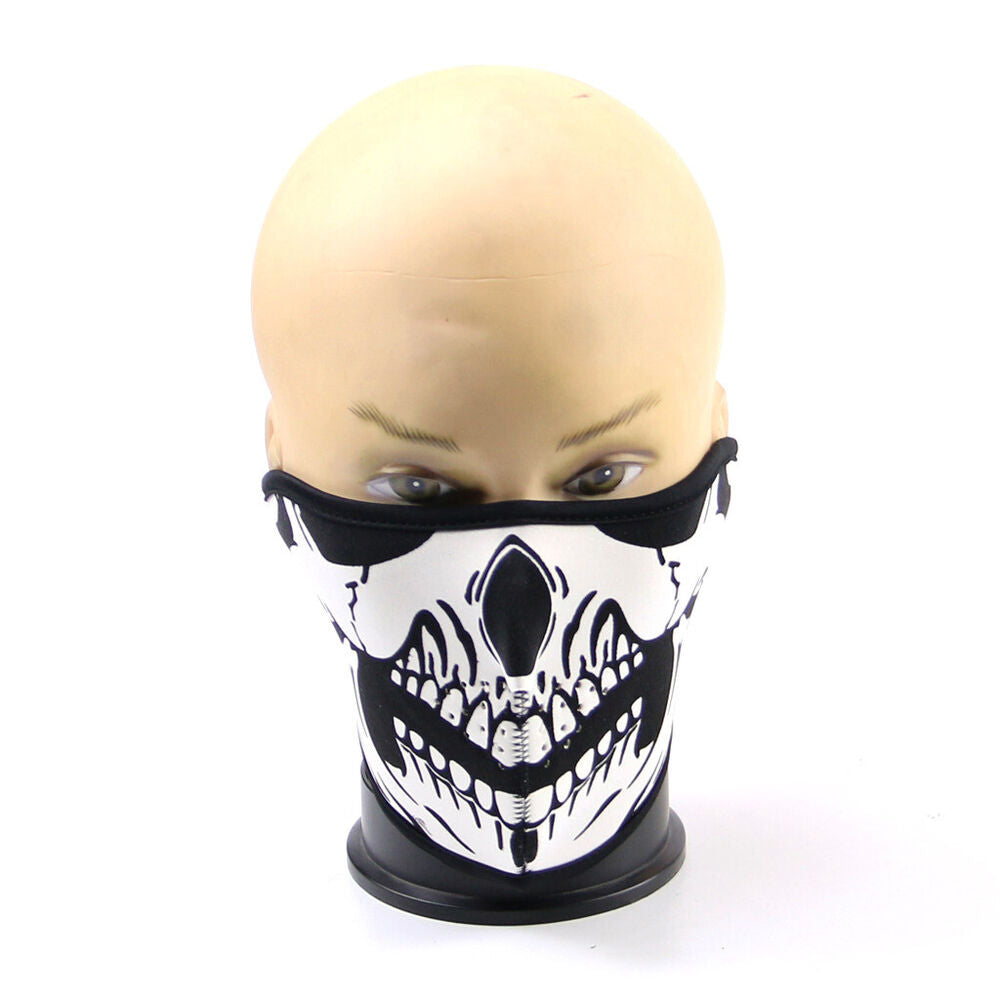 Motorcycle Skull Mask Biker Rider Ski Neoprene Reversible Skull Half Face Mask