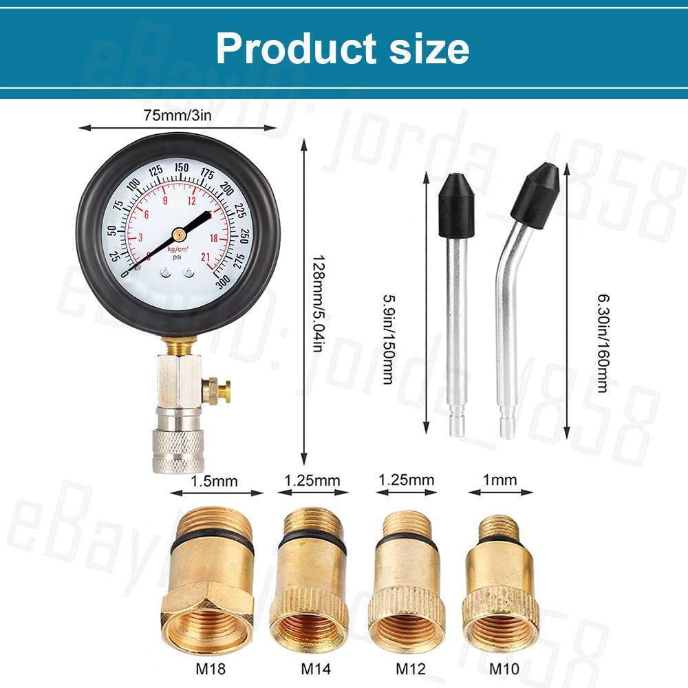 Petrol Engine Compression Tester Kit Tool Set For Automotives Motorcycle 300 PSI