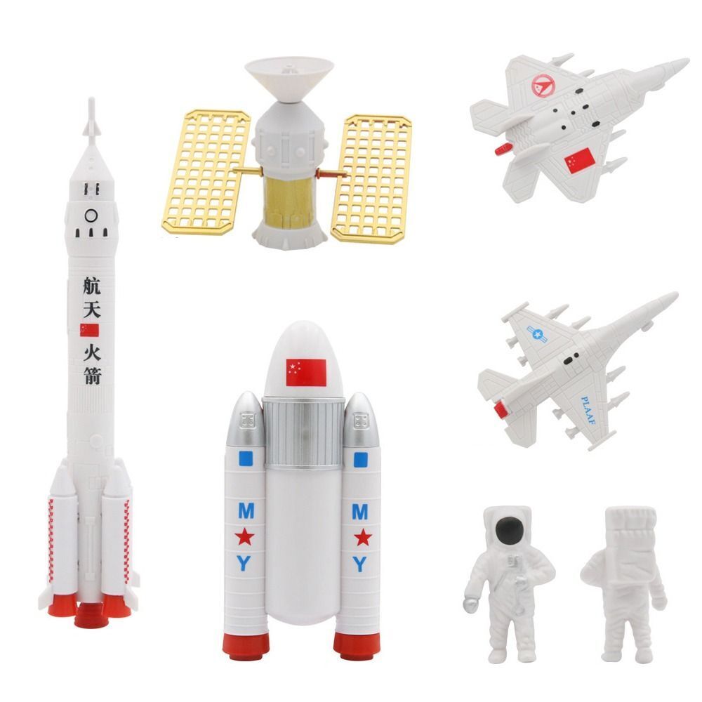 3pcs Party Decoration Space Shuttle Cake Toppers Astronaut Figurine Miniature Rocket