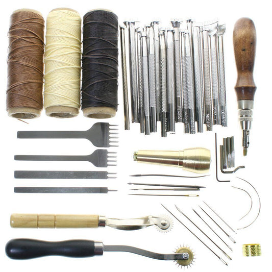 Leather Craft Tools, Hand Sewing Stitching Leather DIY Stamping Working Kit Set