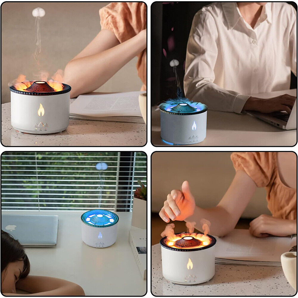 360ml Humidifier Essential Oil Diffuser Volcano Flame Style Remote Hotels Home