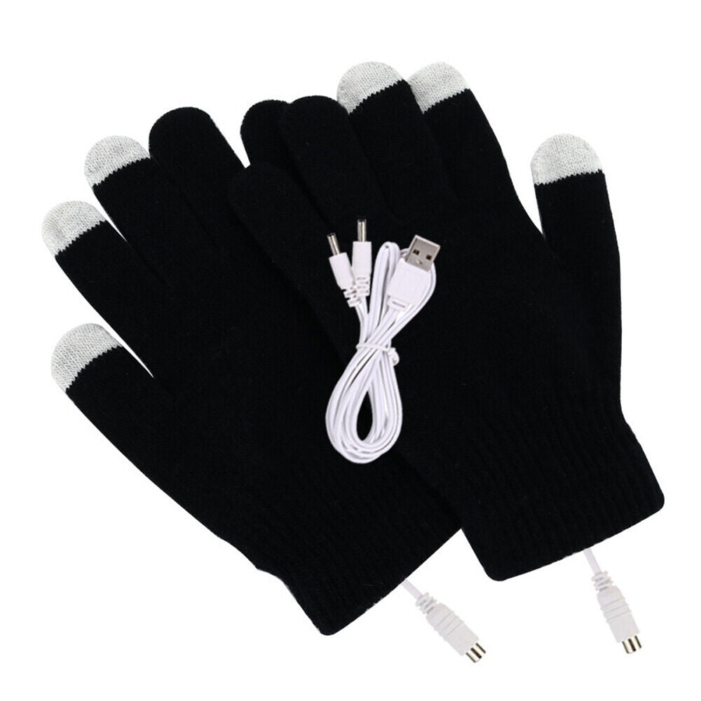 NEW USB Electric Heating Gloves Comfortable Heated Gloves Hand Warmer (Black)