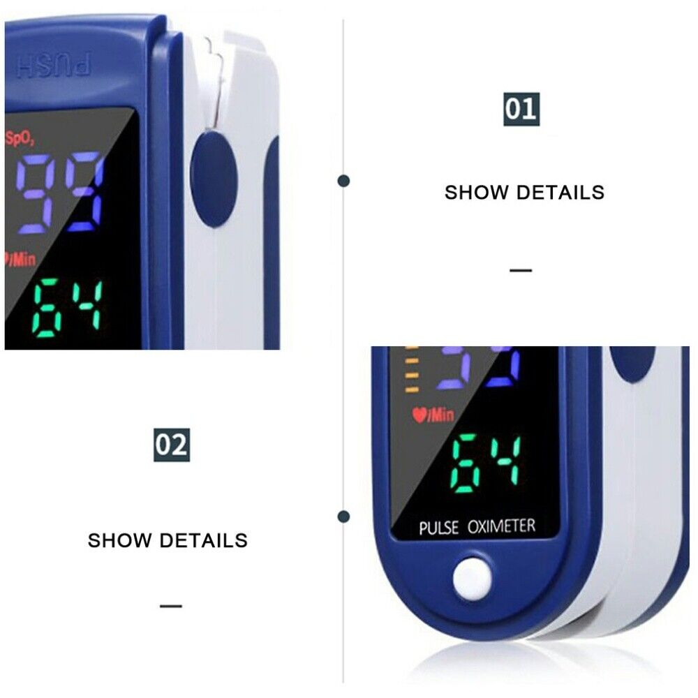 Medical Finger Pulse Oximeter Blood Oxygen Saturation Meter Heart Rate Monitor