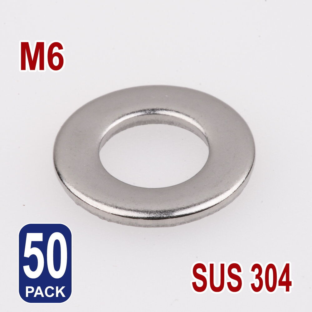 50X M6 Washers 304 Stainless Steel Flat Metric Fender Guard Plain Standard