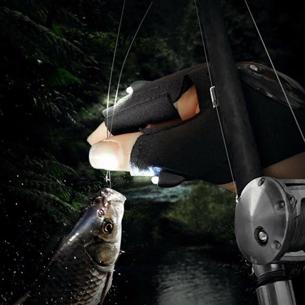 2X Finger Glove w/ LED Light Flashlight Gloves Outdoor Gear Rescue Night Fishing