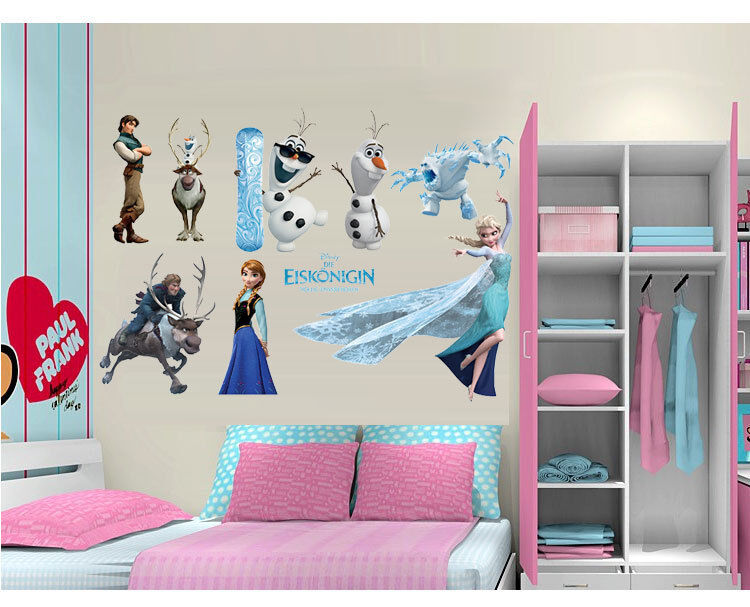 3D Frozen Elsa Anna Wall Stickers Removable Broken Wall Kid Girl Room Decal