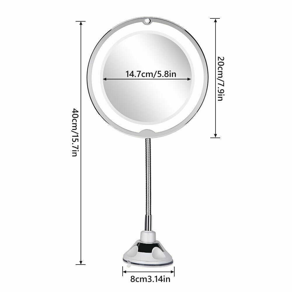 10X Magnifying Makeup Mirror With LED Light Cosmetic 360° Rotation Flexible