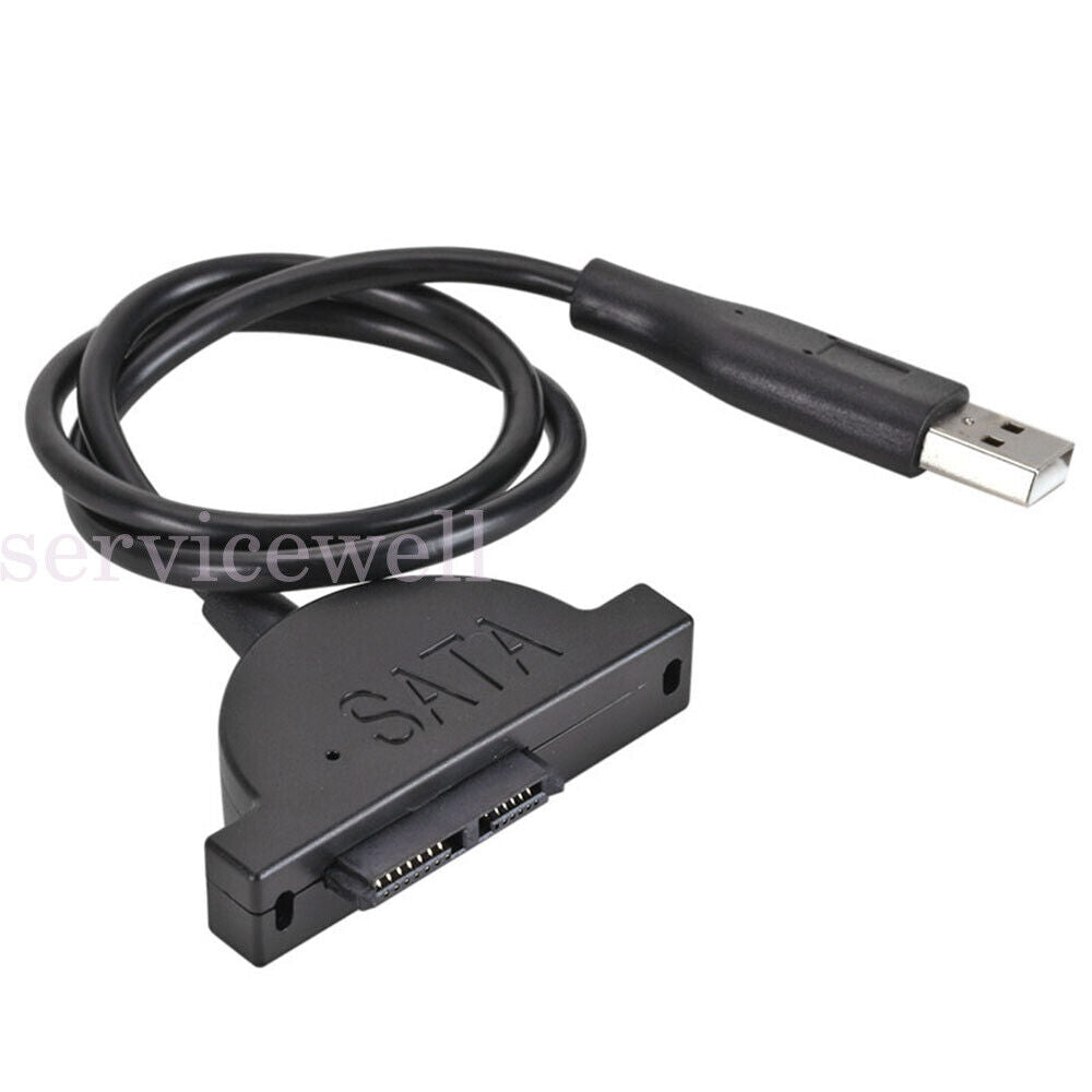 USB 2.0 to Mini SATA 7+6 13Pin Adapter Cable for Laptop CD/DVD Slimline Drive