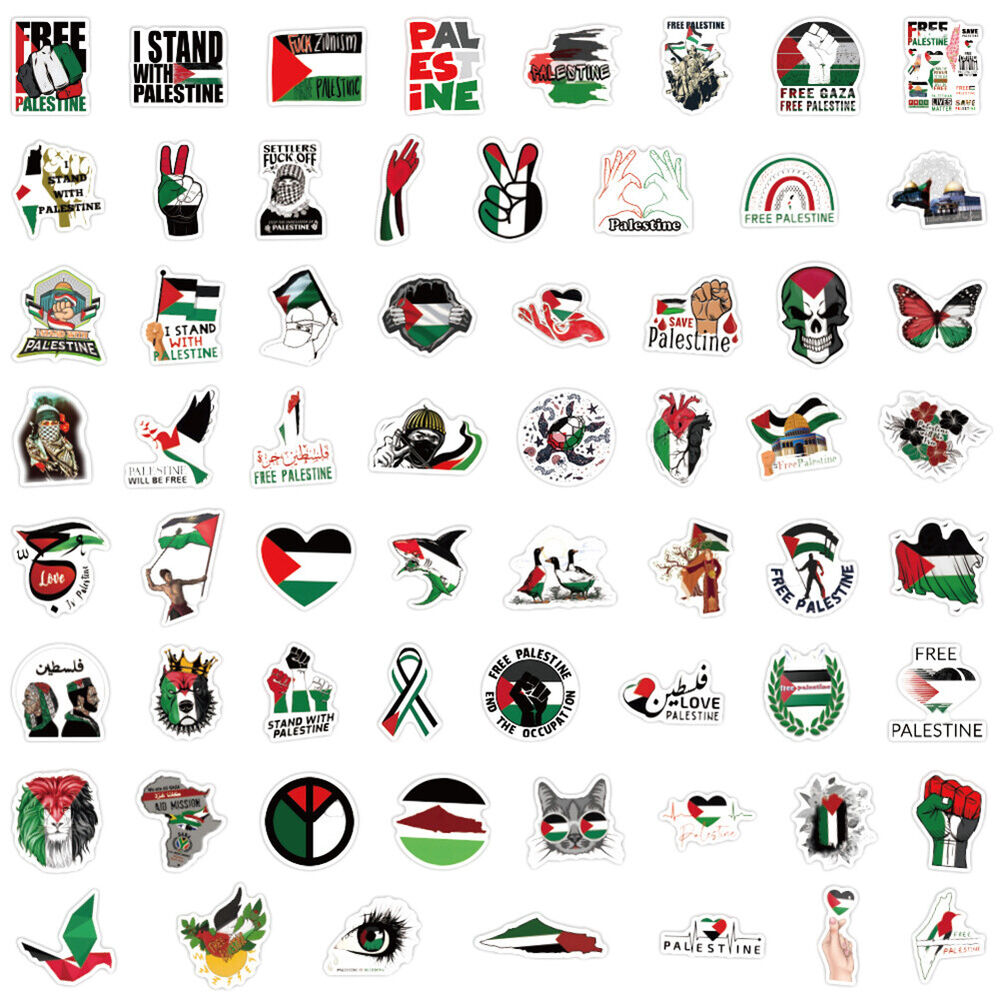 60Pcs Palestine Sticker Waterproof Cartoon for Water Bottles Phone Laptop