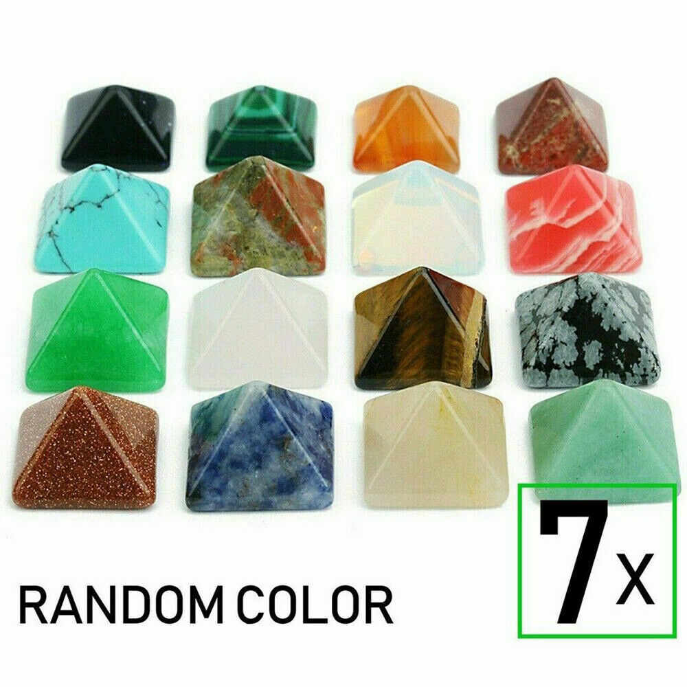 Set of 7pcs Chakra Pyramid Stone Set Crystal Healing Natural Spirituality Gems