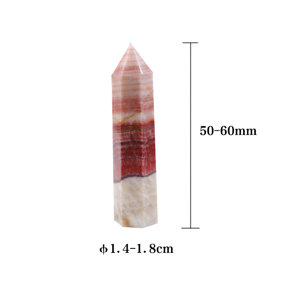 5~7cm Natural Rhodochrosite Quartz Obelisk Crystal Wand Point Healing