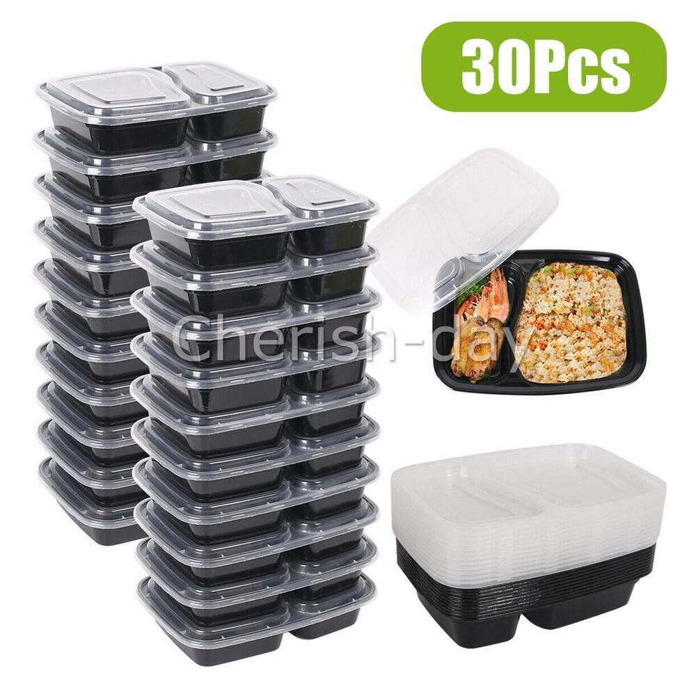 30PCS Meal Prep Food Containers Microwave Safe Lunch Storage Boxes+LIDS 1000ML