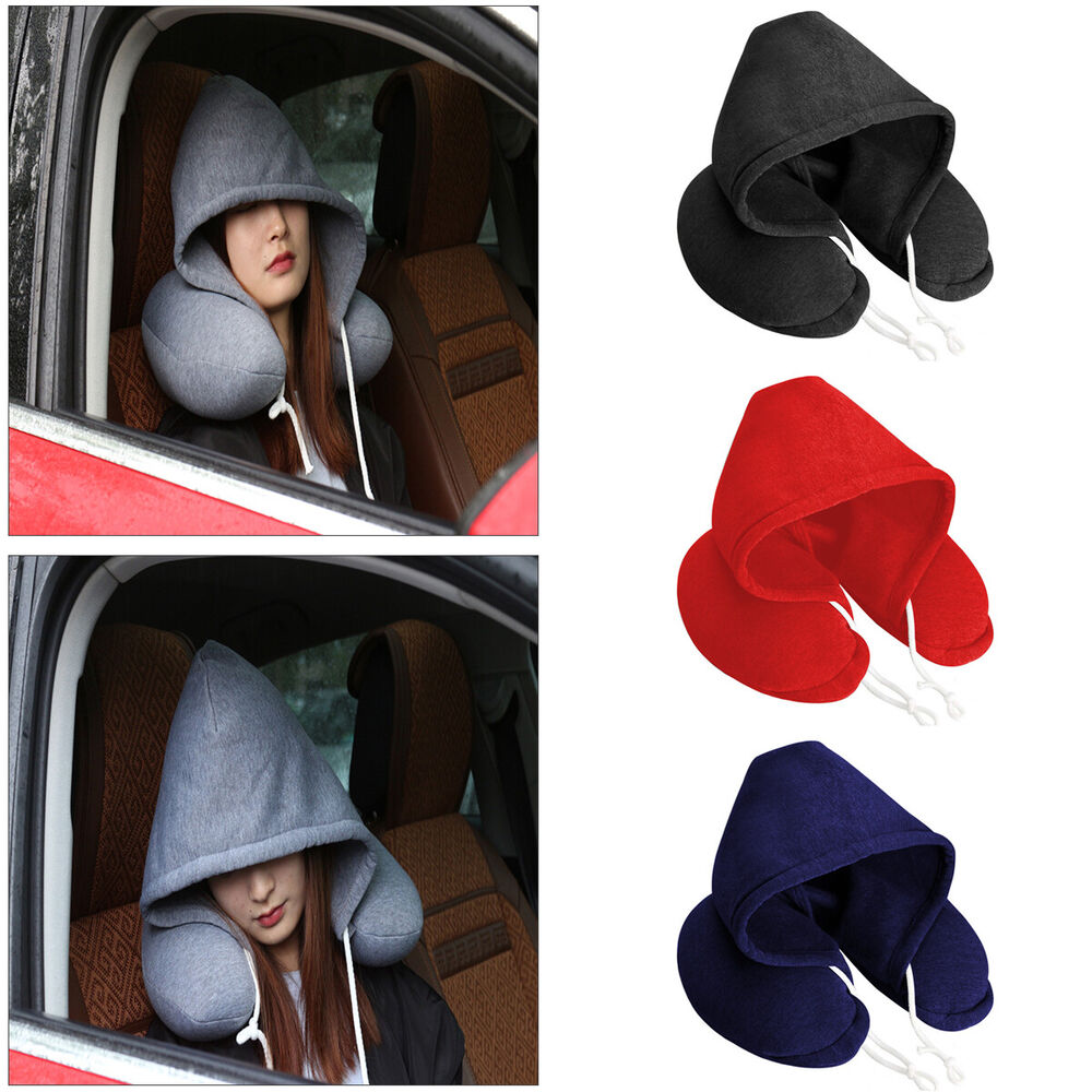 Soft Comfortable Hooded Neck Travel Pillow U Shape Airplane Pillow with Hoodie