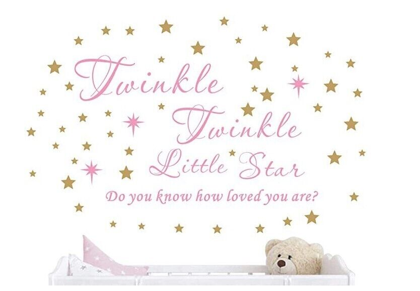 Wall Stickers Removable Pink twinkle little star Living Girl Room Bedroom Decal