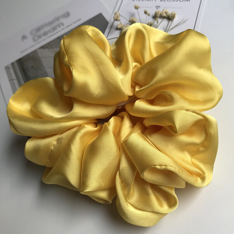 Oversized Elastic Silk Hair Band Ring Rope Tie Womens Simple Satin Scrunchies