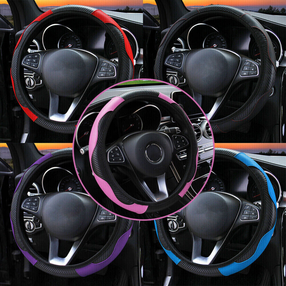 Leather Car Steering Wheel Cover Anti-slip Accessories Universal 38CM/15inch