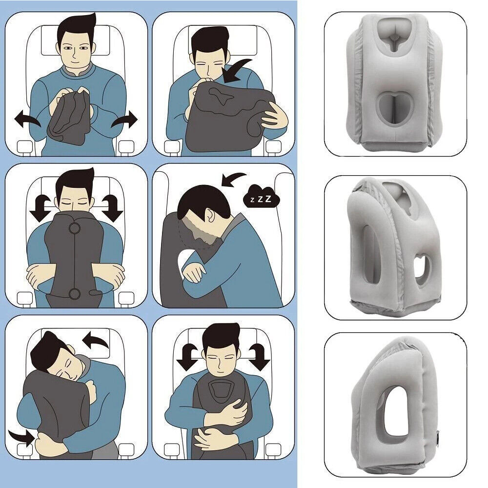 2X Portable Inflatable Travel Pillow for Car Office Avoid Neck Shoulder Pain